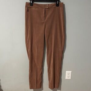J. McLaughlin Brown Faux Suede Straight Leg Pants Business Casual Zipper